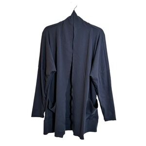 Pact Organic Cotton Airplane Wrap Cardigan Sweater Size M/L Steel Blue Travel